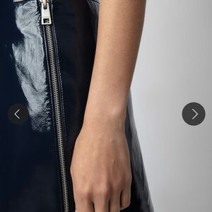 Navy Blue Leather Vinyl Skirt